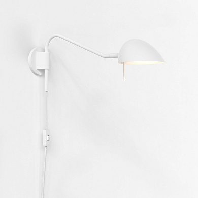 настенный светильник для чтения с длинным кронштейном и поворотным плафоном матовый белый