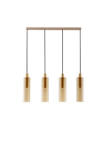 Amber Ripple Glass Gold Steel LED E27 4x12Watt 100-240Volt IP20 Bulb Excluded L:88 W:10 H:248 cm