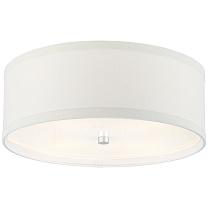 Walker Medium Flush Mount патинированное серебряное покрытие с кремовым льняным абажуром