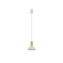 подвесной светильник с узким конусным плафоном и латунной деталью