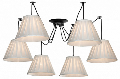 подвесная люстра с текстильными абажурами в классическом стиле