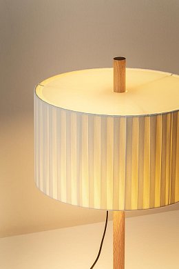Настольная лампа Milan Iluminacion Linood 56, дуб, ленточный абажур экрю