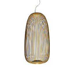 FN2640071DR1_71 Foscarini Spokes подвесной светильник с цилиндрическим металлическим плафоном золотого цвета