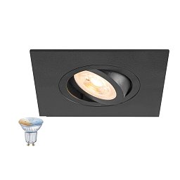 Встраиваемый светильник SLV NEW TRIA 75 XL SMART SET, квадратный, рамка 110×110 мм, с умной лампой Zigbee GU10