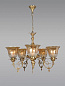 Ornate Cast Brass 5 Light Lustrous Chandelier люстра FOS Lighting JalAntq-ParindaLuster-CH5