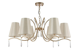 RENATA SP6 GOLD Crystal Lux Renata подвесная люстра с шестью рожками и абажурами кремового цвета
