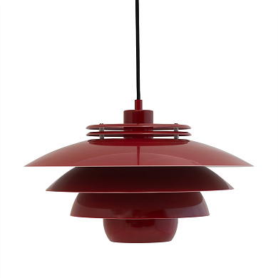 подвесной светильник с многослойным металлическим плафоном красного цвета