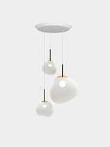 Подвесная система Tom Dixon Melt Opal Trio-Round - Опаловый полированный Поликарбонат с Золотой фурнитура