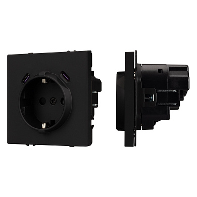 061813 Arlight Механизм розетки с USB зарядкой SCT-NOBE-MUCC-SFPL-BK (230 В, 16A)