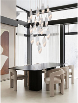 Triac Dimmable Matt Black & Chrome Steel Clear & Sand Glass LED 44Watt 220-240Volt 1398Lm IP20 3000K D:81 H:350 cm