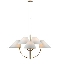 Kinsley Large Two-Tier Chandelier мягкая латунь с льняными абажурами