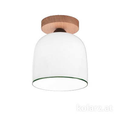 потолочный светильник цилиндрический, белый с деревянной вставкой