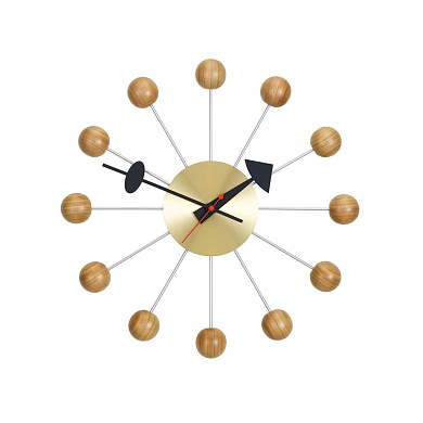 20125007 Ball Clock Vitra Настенные часы с шарообразными метками цвет вишня