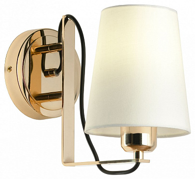 настенное бра с тканевым абажуром на изогнутом кронштейне