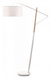 LSP-0656 Lussole Weston торшер с крупным абажуром и изогнутой стойкой бело-коричневого цвета