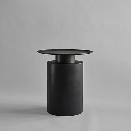 201026 101 Copenhagen Pillar дизайнерский стол с черной отделкой и круглой металлической поверхностью
