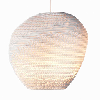 GP2008-W Scraplight Graypants Подвесной светильник овальный из картона белый