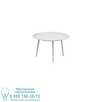 ОБЕДЕННЫЙ СТОЛ STYLETTO STANDARD Ø 120 СМ, АЛЮМИНИЕВЫЕ НОЖКИ, ГРИБНАЯ КЕРАМИЧЕСКАЯ СТОЛЕШНИЦА BIANCO STATUARIO Royal Botania