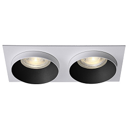 CLT 044C2 BL-WH-WH Crystal Lux CLT 044 двухмодульный встраиваемый потолочный светильник бело-чёрного цвета