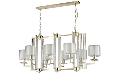 подвесная люстра с восьмью плафонами на золотистой арматуре