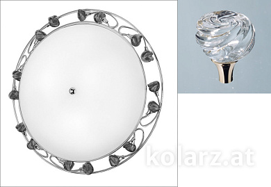 Kolarz Fiorella 406.13.3.VR03 потолочный светильник золото 24 карата crystal ø50cm длина 56cm ширина 56cm макс. высота 20cm 3 лампы e27