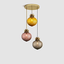 Flora Pendant Standard - Warm, 3 Drop Cluster полированная латунь
