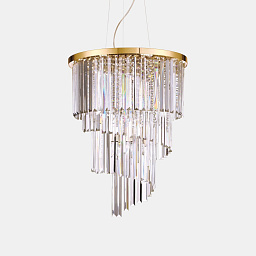 213521 Ideal lux Carlton подвесная люстра с каскадом стеклянных трубок и золотым основанием