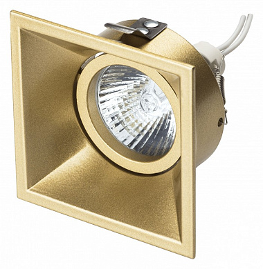 встраиваемый потолочный светильник с золотистой рамкой