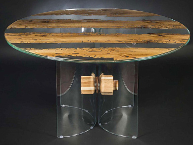 VENEZIA Круглый стол из дерева и стекла VGnewtrend