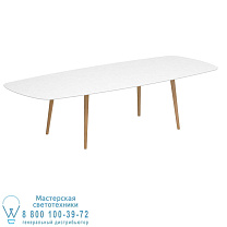 СТАНДАРТНЫЙ ОБЕДЕННЫЙ СТОЛ STYLETTO 300X120CM НОГИ ИЗ ТИКА, КЕРАМИЧЕСКАЯ СТОЛЕШНЯЯ БЕЛАЯ Royal Botania