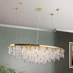 LU 2517/120x45 gold Orion Crystalriver подвесная хрустальная люстра вытянутой прямоугольной формы с каскадом гранёных подвесок