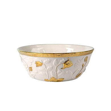 Taormina white & gold serving bowl чаша, Villari