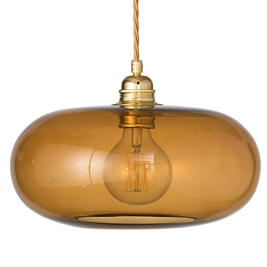 подвесной светильник с овальным плафоном из янтарного стекла