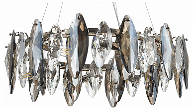 подвесной светильник с никелевым корпусом и подвесами из прозрачного стекла