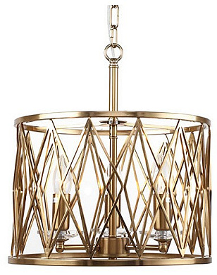 подвесной светильник с ажурным цилиндрическим плафоном бронза