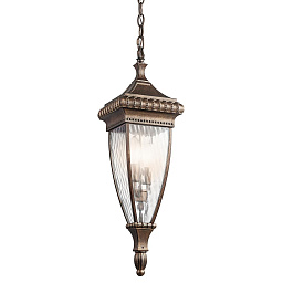 KL-VENETIAN8-M Kichler Venetian Rain уличный подвесной светильник фонарь на цепи с вытянутым стеклянным корпусом