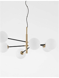 9143306 Nova Luce Vitra подвесной светильник с шестью белыми стеклянными шарами на изогнутом металлическом основании