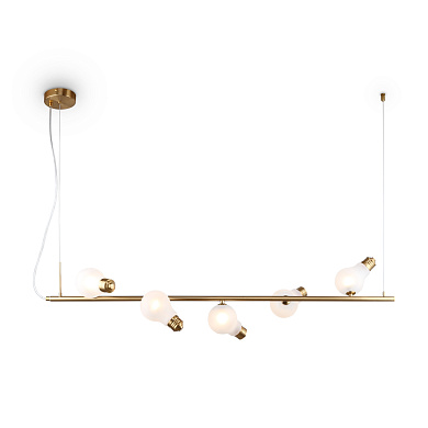 подвесной светильник с поворотными плафонами на латунной перекладине