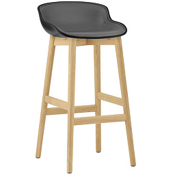 605182 Normann Copenhagen Hyg высокий барный стул с кожаной обивкой черного цвета