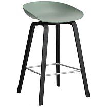 About A Stool AAS 32 Low, сиденье H65 см, основание черный лакированный дуб / сиденье полипропилен, осенний зеленый / подножка черная сталь