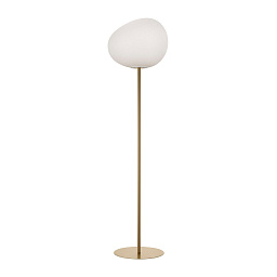 FN168013EG_10 Foscarini Gregg торшер с шарообразным стеклянным плафоном на золотистой опоре