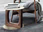 Tenco Журнальный столик из латуни и конструкция из массива дерева Porada