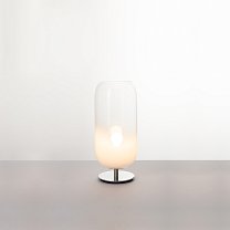 Gople Mini Table, белое стекло, полированный алюминий