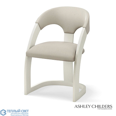 Delia Dining Chair-Antique White-Muslin Global Views кресло