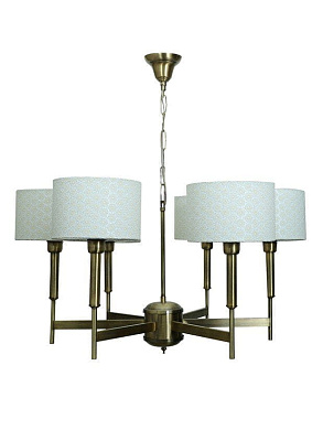 Contemporary Burnished Brass 6 Light French Chandelier люстра FOS Lighting R-AntqBrass-Shade-CH6