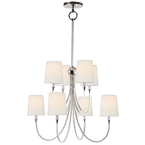 Reed Large Chandelier полированный никель с льняными абажурами