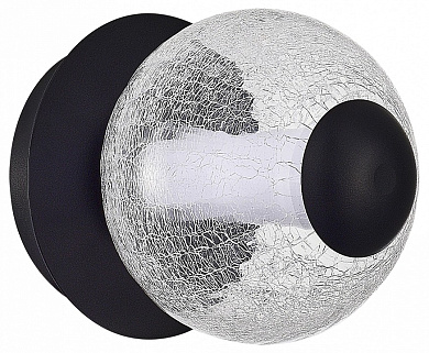 накладной светильник с круглым плафоном из текстурированного стекла и чёрным основанием