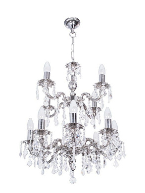 Dainty English Silver Antique Crystal 2 Tier 12 Light Chandelier люстра FOS Lighting MF-CH8+4