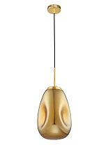 Handmade Gold Glass, Gold Metal LED E27 1x12 Watt 100-240Volt IP20 Bulb Excluded D: 22 H: 120 cm