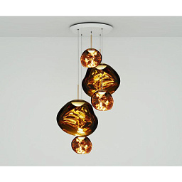 MLPS06G-PEUM4 Tom Dixon Melt подвесная люстра с золотистыми сферическими плафонами на потолочной платформе